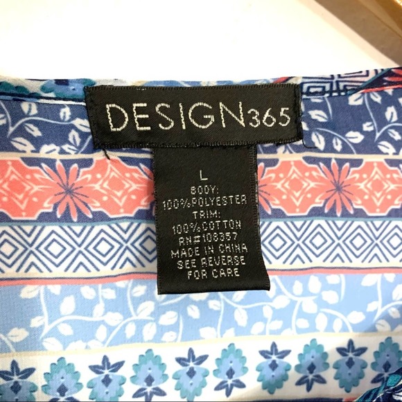 Design365  Bohemian Tunic Blouse floral flowy casual top Saksoff5th  size L - Picture 8 of 10